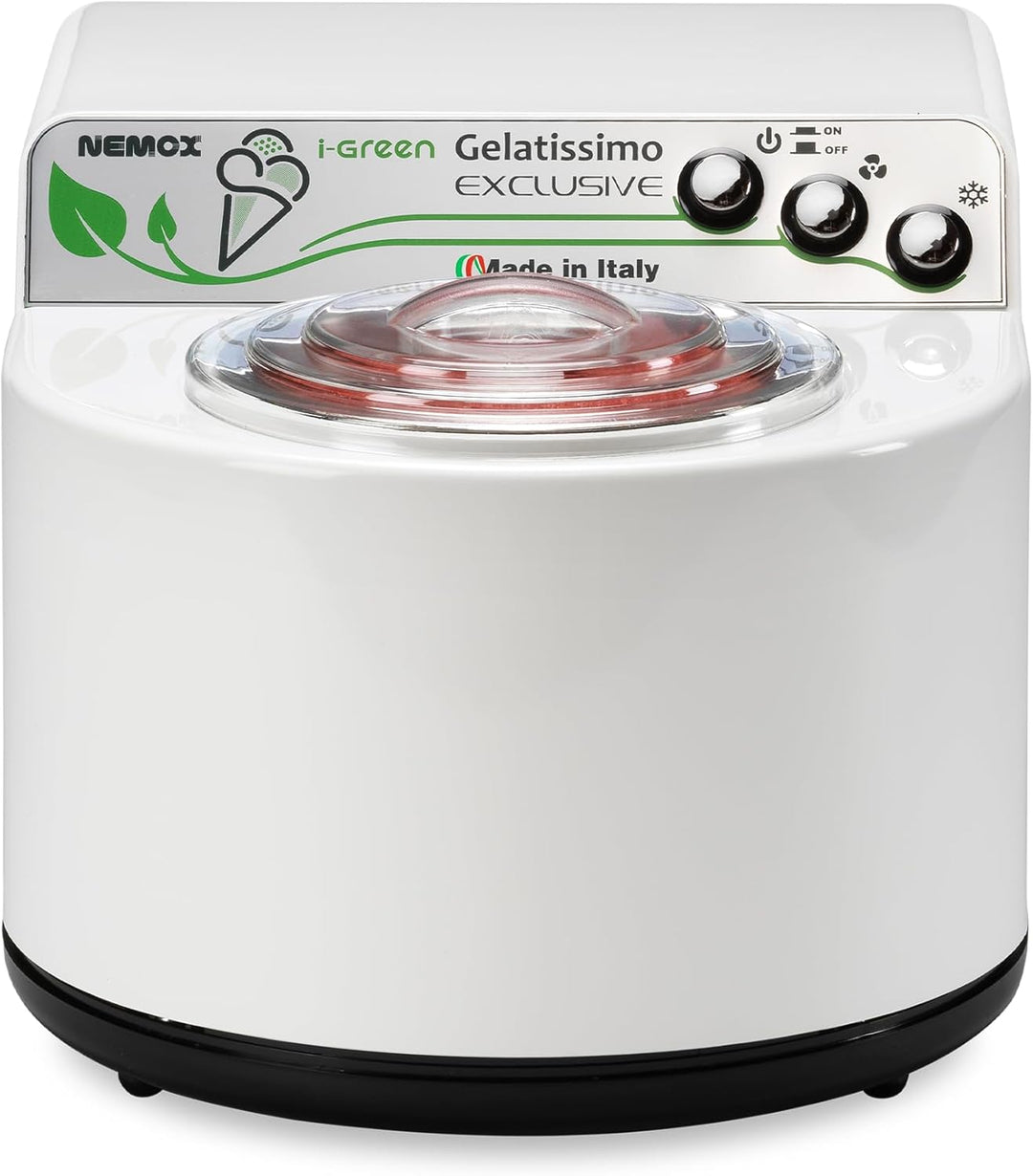 Nemox – GELATISSIMO Exclusive i-green – WEISS – bis zu 1 kg Eis, gefrorener Joghurt, Sorbets, Granit