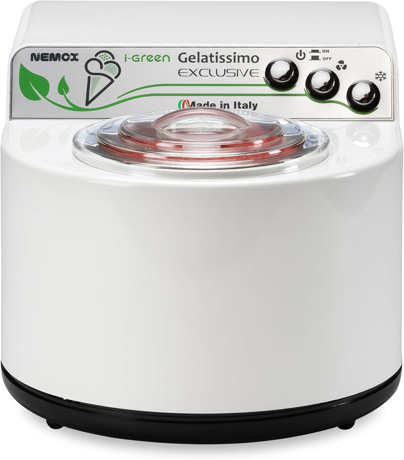 Nemox – GELATISSIMO Exclusive i-green – WEISS – bis zu 1 kg Eis, gefrorener Joghurt, Sorbets, Granit