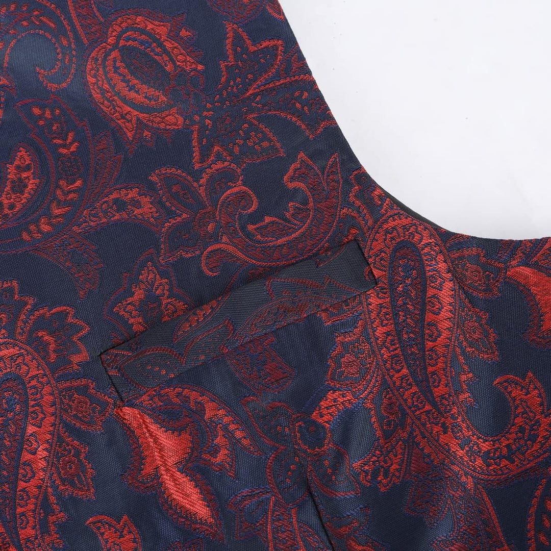 Allthemen Herren Anzugweste Paisley Jacquard Weste Krawatte Einstecktuch Anzug Weste Set für Hochzei