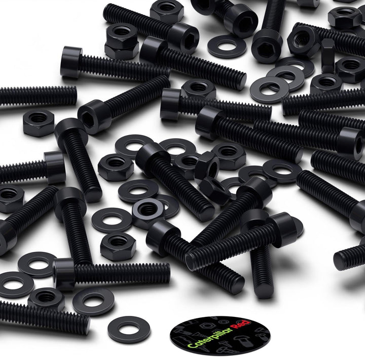 50 x Schwarze Nylon-Inbusschrauben, M4 x 20mm, Kunststoff Maschinenschrauben, Kunststoffschrauben, M