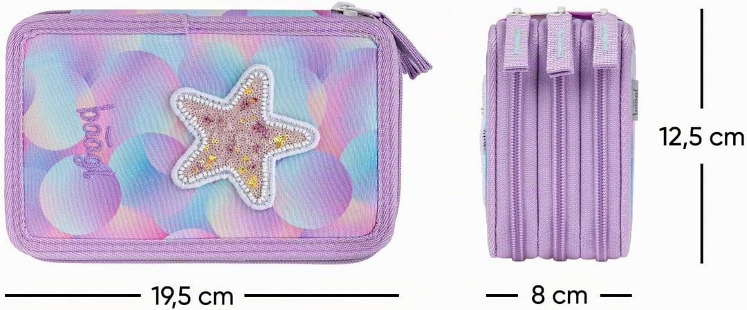 Baagl 3 Fach Federmäppchen Mädchen, Schulmäppchen für Schreibwaren, Schulsachen Federtasche, Federma