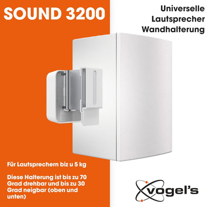 Vogel's SOUND 3200 Universelle Lautsprecher Wandhalterung, Max. 5kg, Neigbar-30°/+30°, Schwenkbar bi