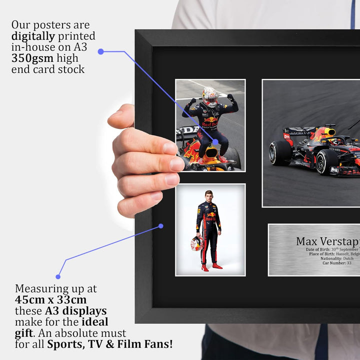 HWC Trading FR A3 Max Verstappen Gifts gedrucktes Autogramm Präsentationsdisplay für Formel-1-Renn-F