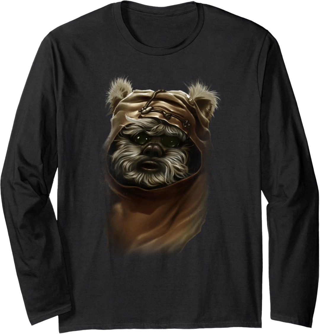 Star Wars Wicket Ewok Portrait Painting C1 Langarmshirt