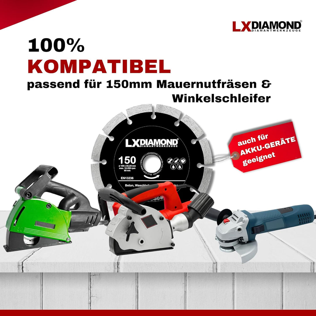 Diamant-Trennscheibe 2x 150mm x 22,23mm - für Winkelschleifer Mauernutfräse Schlitzfräse - Diamantsc