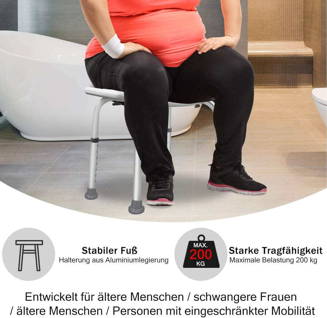 Duschhocker Duschstuhl Höhenverstellbar 35-51 cm Duschhocker Anti-Rutsch Badsitz Duschhilfe Duschsit