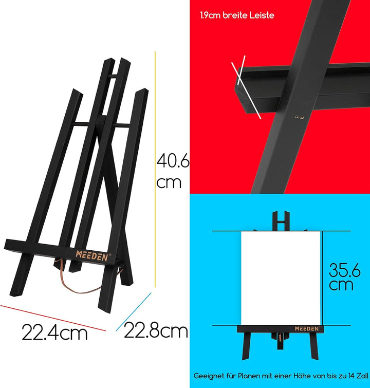 MEEDEN 12 Stück Tischstaffelei Holz, 40 cm Display Staffeleien, Kinder Staffelei Tisch, Bild Ständer