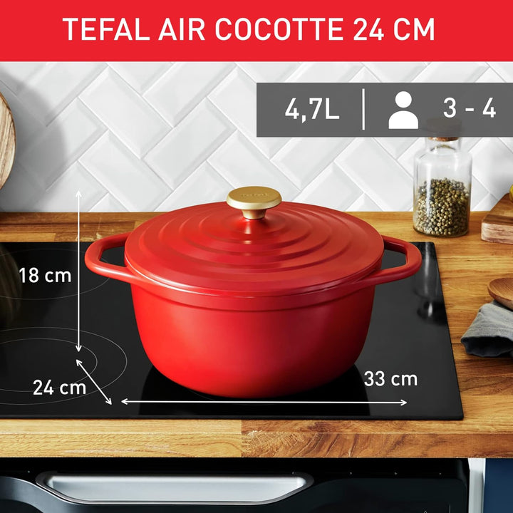 Tefal E2554604 Auflaufform, rund, antihaftbeschichtet, Aluminiumguss (leichter als Gusseisen) mit De
