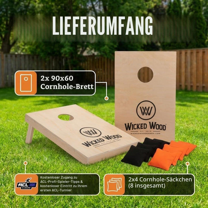 Offizielles Cornhole Set 90x60cm - 2x4 Cornhole Säckchen - EIN offiziell ACL-lizensiertes Set of Cor