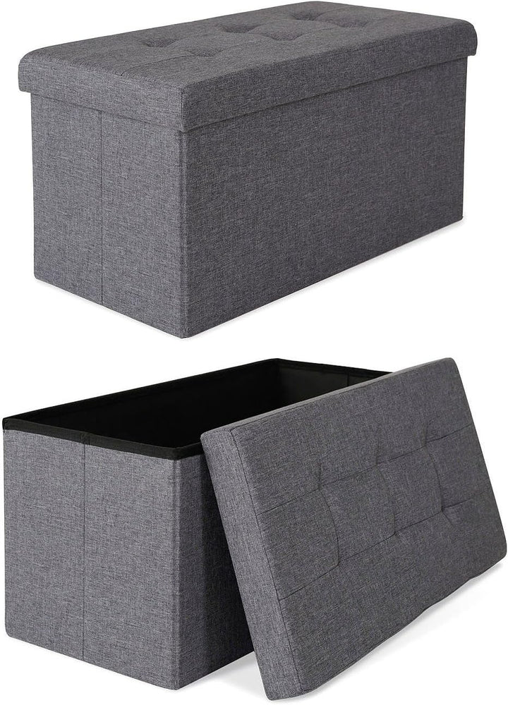 dibea Sitzhocker faltbar max 300 kg Leinen, 76x38x38 cm grau, 76x38x38 cm Grau