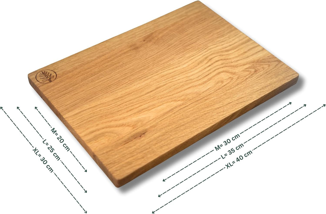 Schneidebrett Holz 100% Eiche Massivholz | Grösse 40x30 cm| Hackbrett Servierbrett Frühstücksbrett H