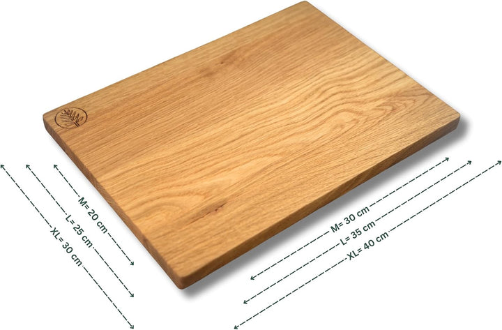 Schneidebrett Holz 100% Eiche Massivholz | Grösse 40x30 cm| Hackbrett Servierbrett Frühstücksbrett H