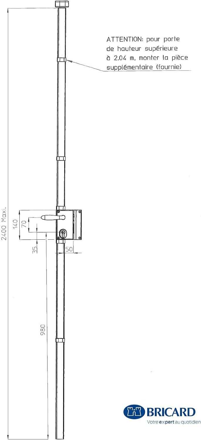 BRICARD 74152 Schloss Vertikale Multi-Touch 3 Punkte, weiss