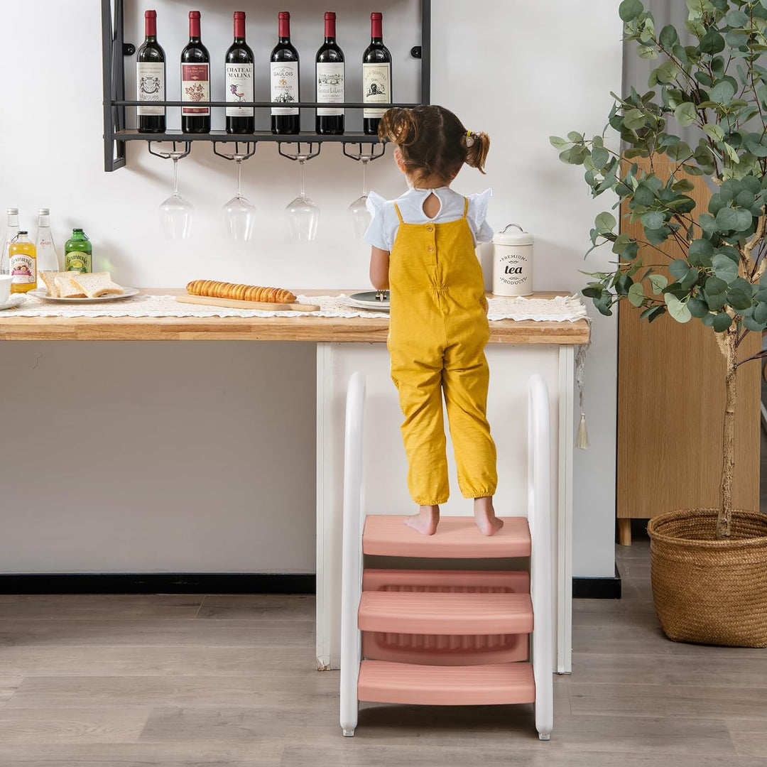 COSTWAY 3 stufiger Tritthocker für Kinder, Trittschemel höhenverstellbar mit Abnehmbarer Oberstufe &