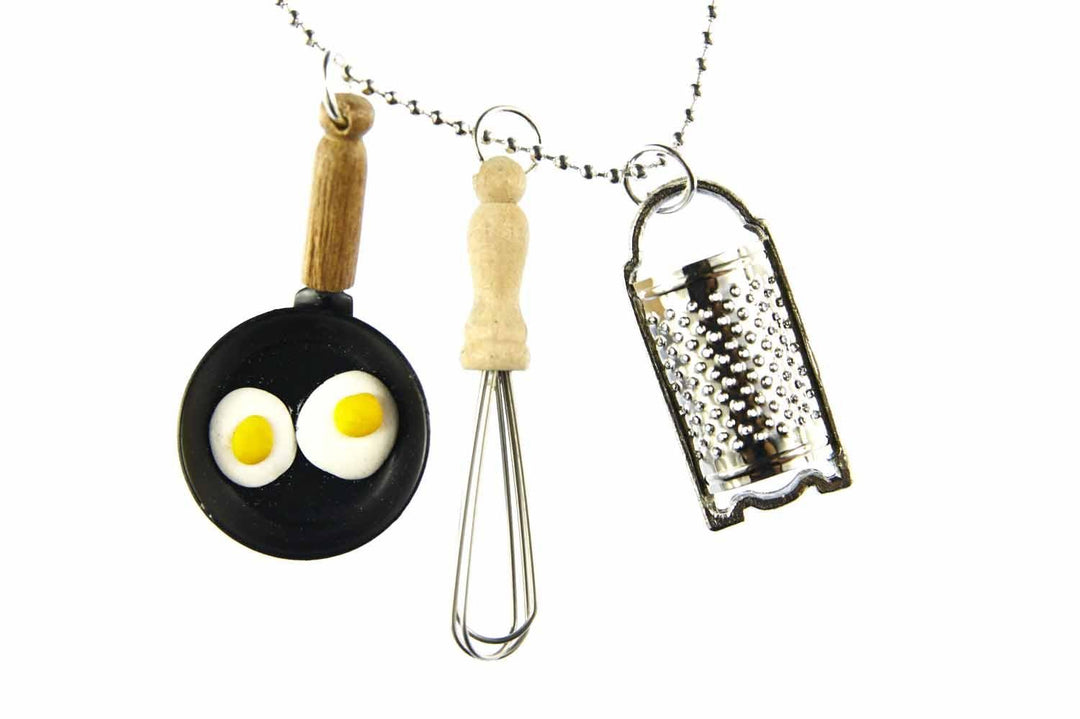 Miniblings 3er Kochen Set Halskette - Handmade Modeschmuck I Kette mit Anhänger Länge: 80cm - Backen
