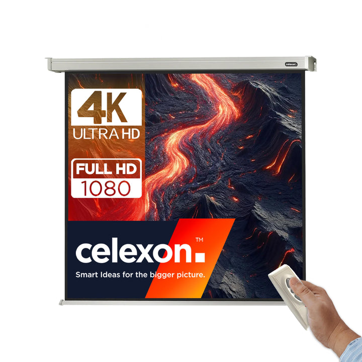 celexon Professional Motor-Leinwand 65" | 120x120 cm 1:1 | elektrische 4K,Full-HD Beamer-Leinwand fü