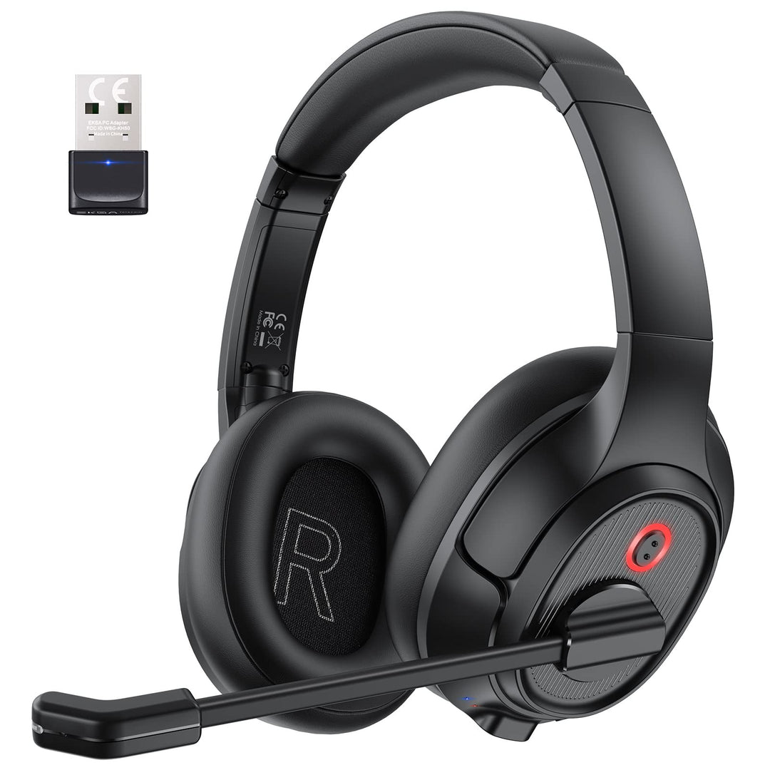 EKSA H6 Bluetooth Headset mit Mikrofon & USB Dongle [Bis zu 55 Stdn & 10 Meter Reichweite] Wireless