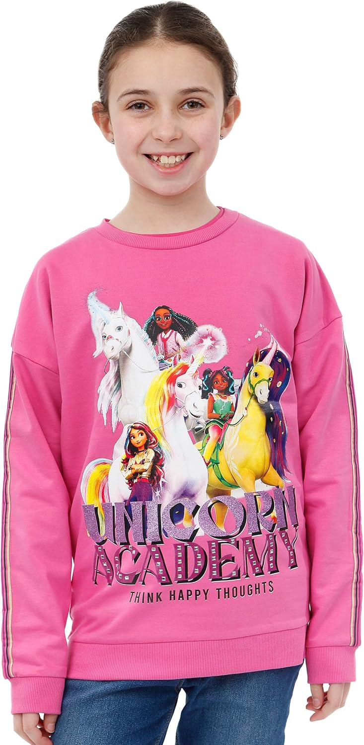 Einhorn Akademie Pullover | Einhorn Pullover Mädchen | Kinder Sweatshirt Mädchen 152 Rosa, 152 Rosa