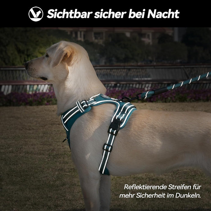 PoyPet Hundegeschirr ohne Zug, reflektierendes Hundegeschirr für Hunde ohne Würgen, verstellbare, we
