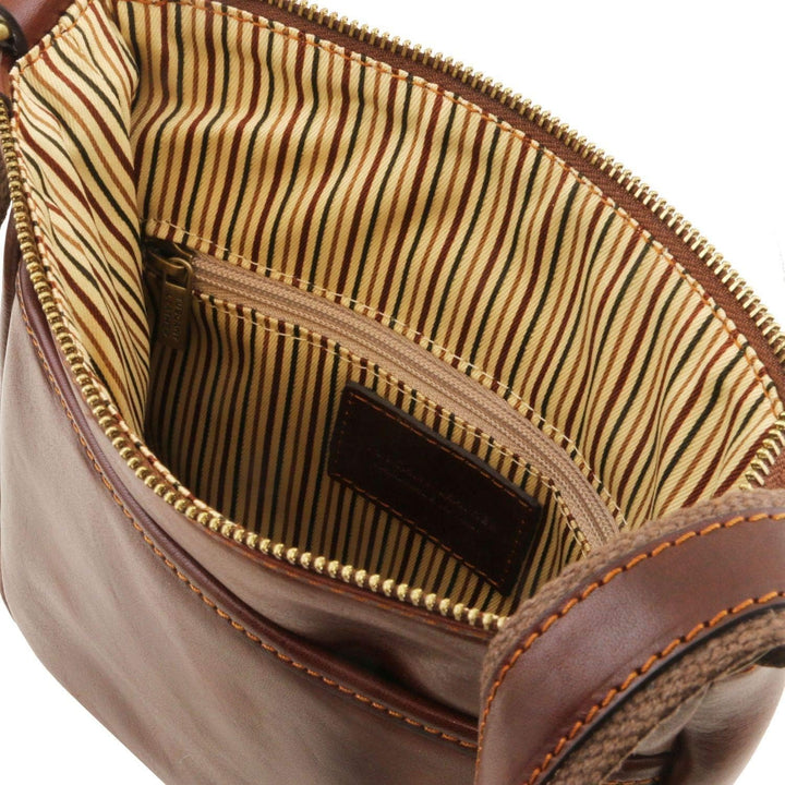Tuscany Leather Jason Praktische Umhängetasche aus Leder Honig, Honig