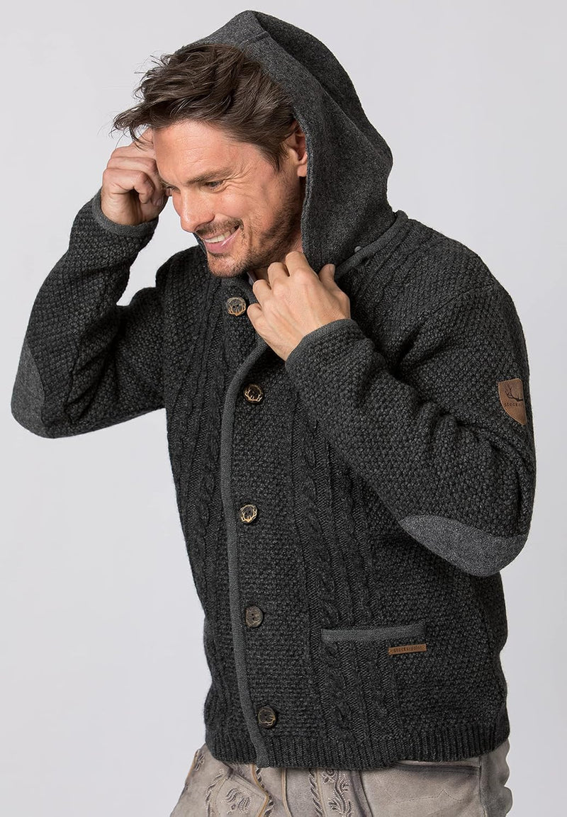 Stockerpoint Herren Milan Trachtenstrickjacke, Anthrazit