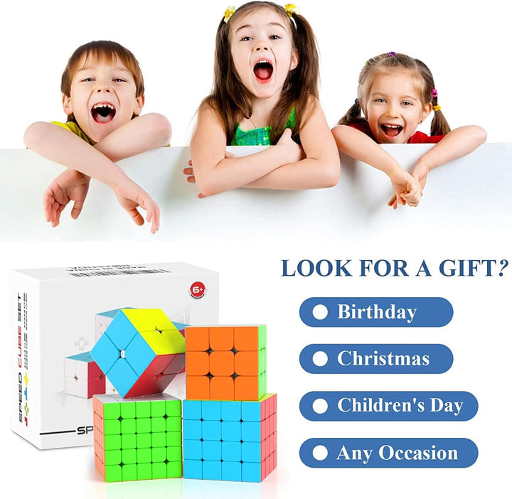 ROXENDA Zauberwürfel Set, Speed Cube Set von 2x2 3x3 4x4 5x5 Speedcube mit Geschenkbox für Kinder, G