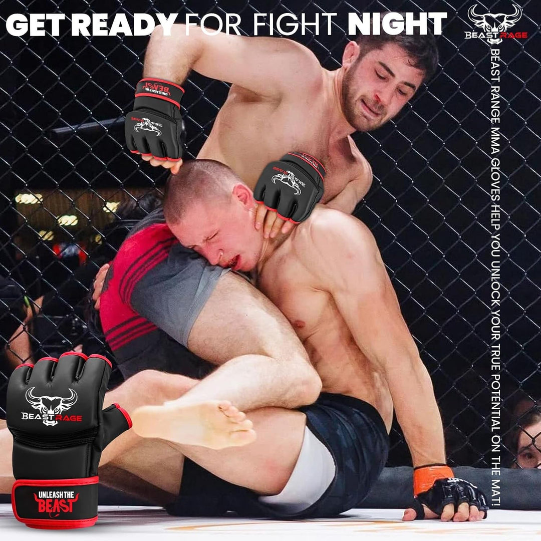 BEASTRAGE MMA Handschuhe für Männer und Frauen,Martial Arts Mitts Grappling Sparring,Ventilated Palm