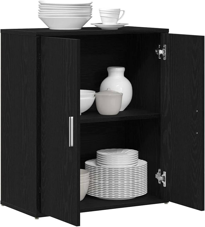 Homgoday Sideboard Schwarze Eiche 60x31x70 cm Holzwerkstoff Anrichte Model869143