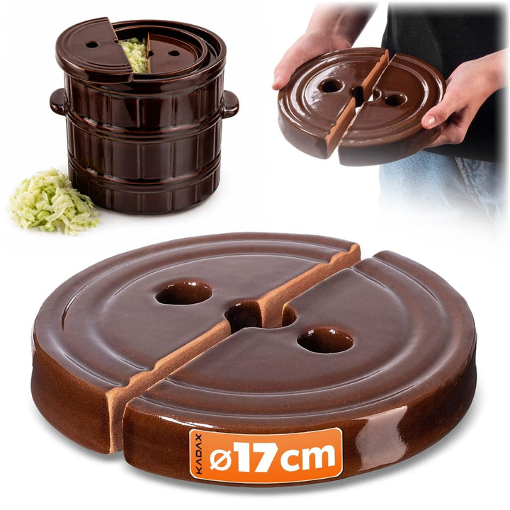 KADAX Beschwerungsstein, Fermentiergewicht aus Steingut 17cm, handgefertigtes Gewicht für Gärtopf, S