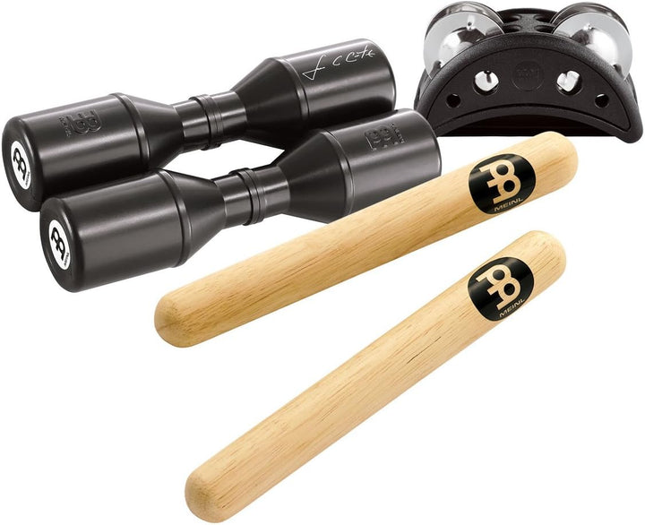 Meinl Percussion PP-1 3-teilig Starter Pack inkl. kompakte CFJS2S-BK Fusstambourine, SH4BK Luis Cont