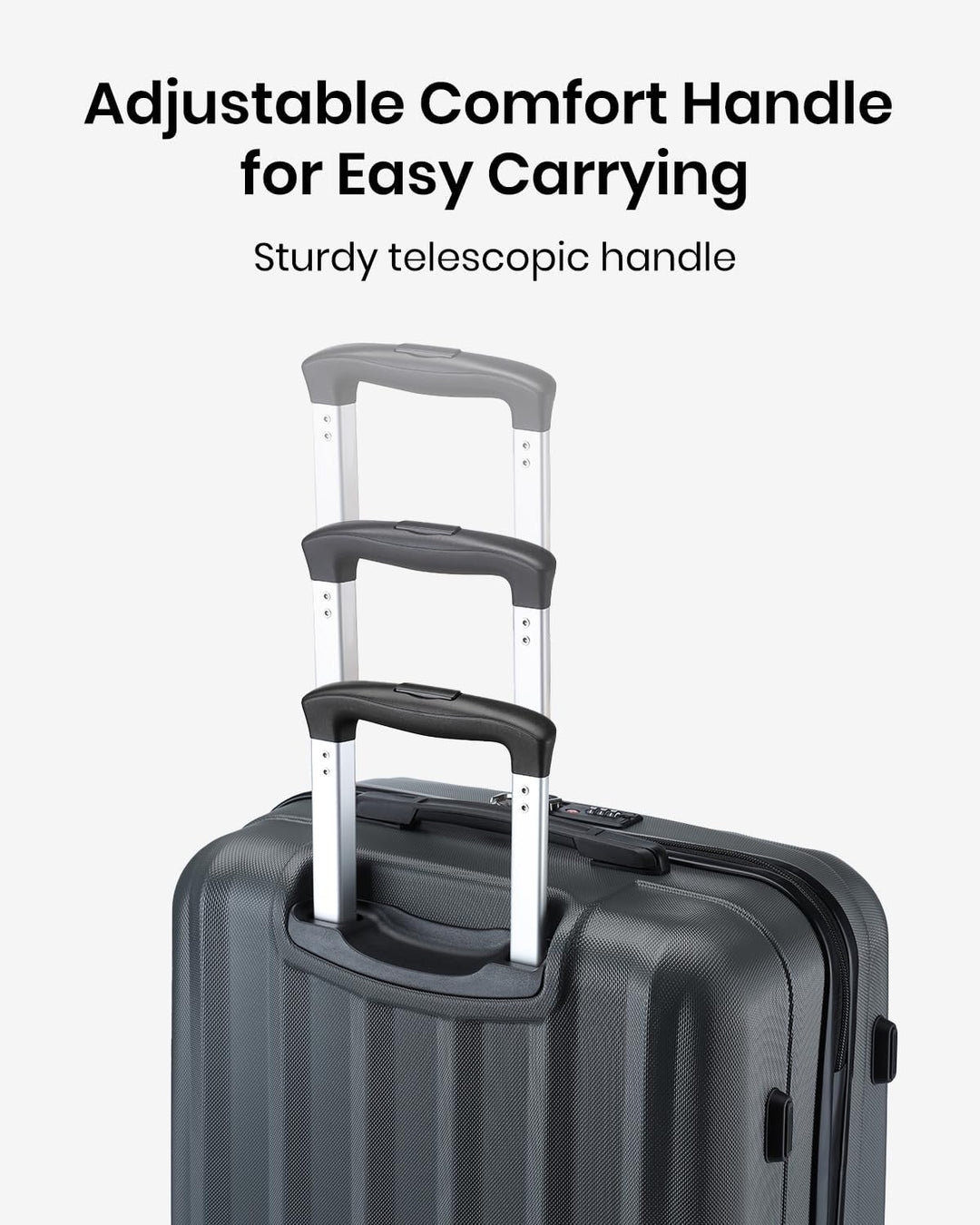 KONO Hartschale Gepäck Leichten ABS Reisekoffer Rollenkoffer 4 Rollen Grau L, Grau L