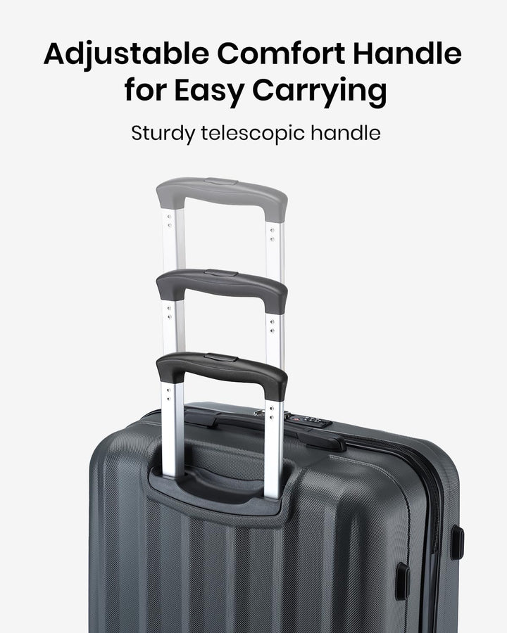 KONO Hartschale Gepäck Leichten ABS Reisekoffer Rollenkoffer 4 Rollen Grau L, Grau L