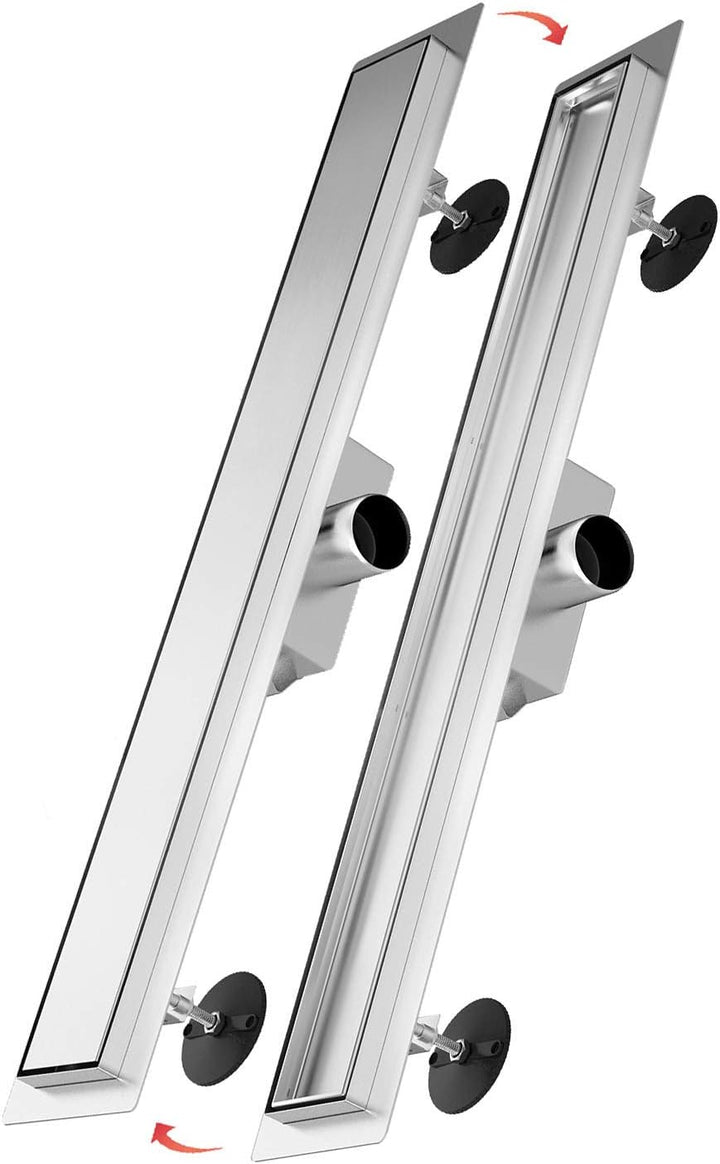 SONNI Duschrinne 80cm Edelstahl Befliesbar Komplettset Doppelseitige duschablauf Bodenablauf Flach m