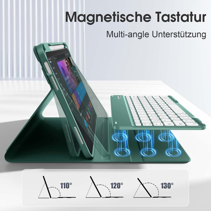 Vobafe Hülle mit Tastatur für iPad A16 11/10 Generation (2025/2022, 10,9/11 Zoll), Magnetisch Abnehm
