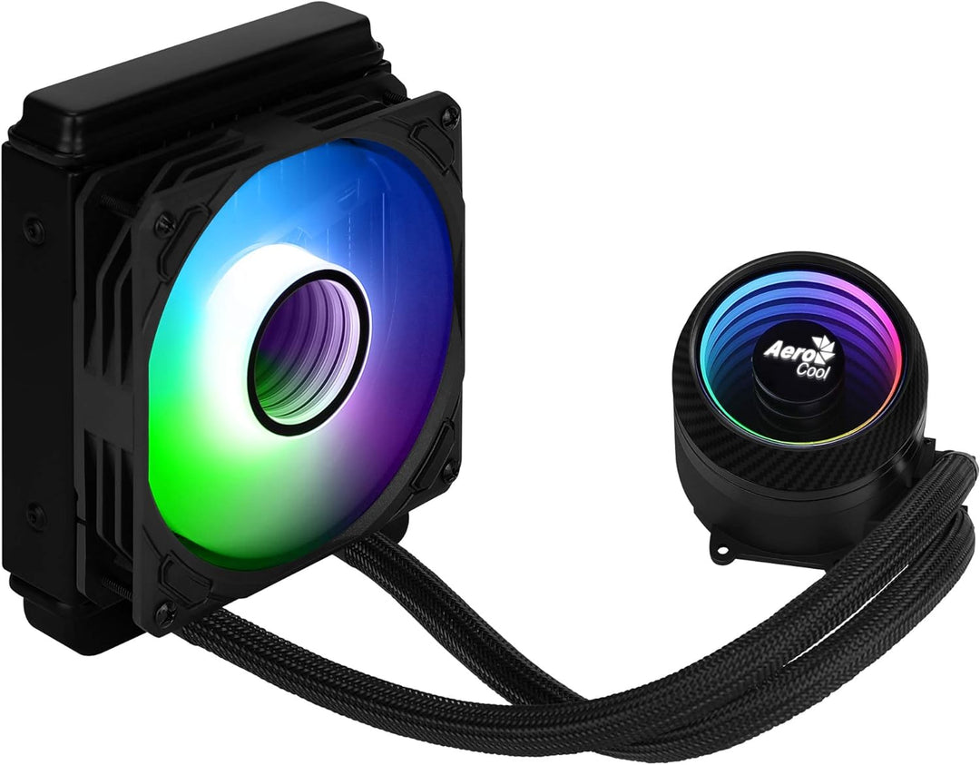 Aerocool MIRAGEL120, Flüssigkühlung CPU ARGB-Lüfter 12cm, TDP 200W, Schwarz