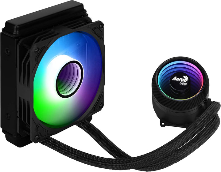 Aerocool MIRAGEL120, Flüssigkühlung CPU ARGB-Lüfter 12cm, TDP 200W, Schwarz