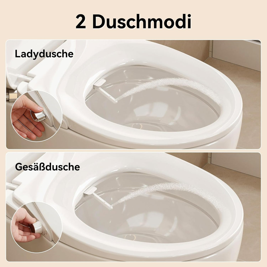 HOROW Dusch WC Aufsatz Ohne Strom, Toilettendeckel mit Absenkautomatik, Dusch WC-Sitz für Gesässdusc