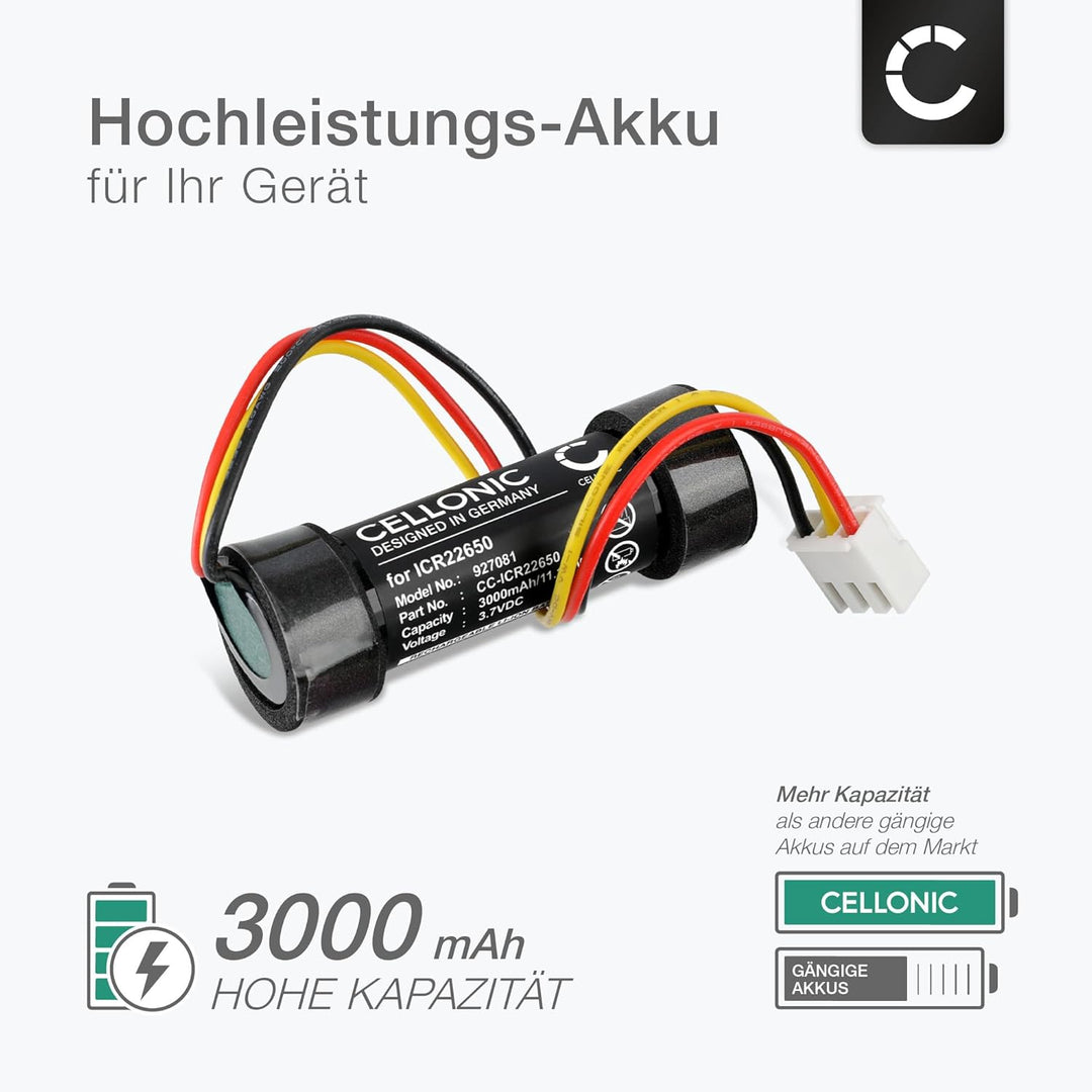 CELLONIC 1x Akku für Lautsprecher Kompatibel mit Harman Kardon Onyx Studio 4, ICR22650 - (3000mAh, 3