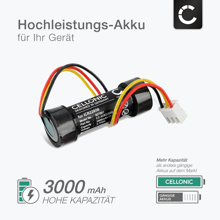 CELLONIC 1x Akku für Lautsprecher Kompatibel mit Harman Kardon Onyx Studio 4, ICR22650 - (3000mAh, 3
