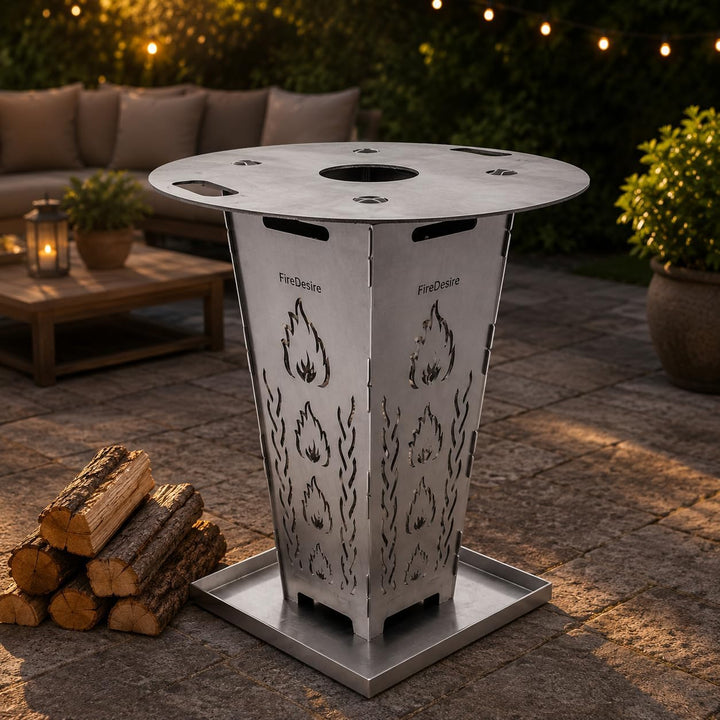 FireDesire Grill Pro Feuerkorb 80cm + Grillplatte + Ascheschale, Feuertonne, Feuerschale, Grilltonne