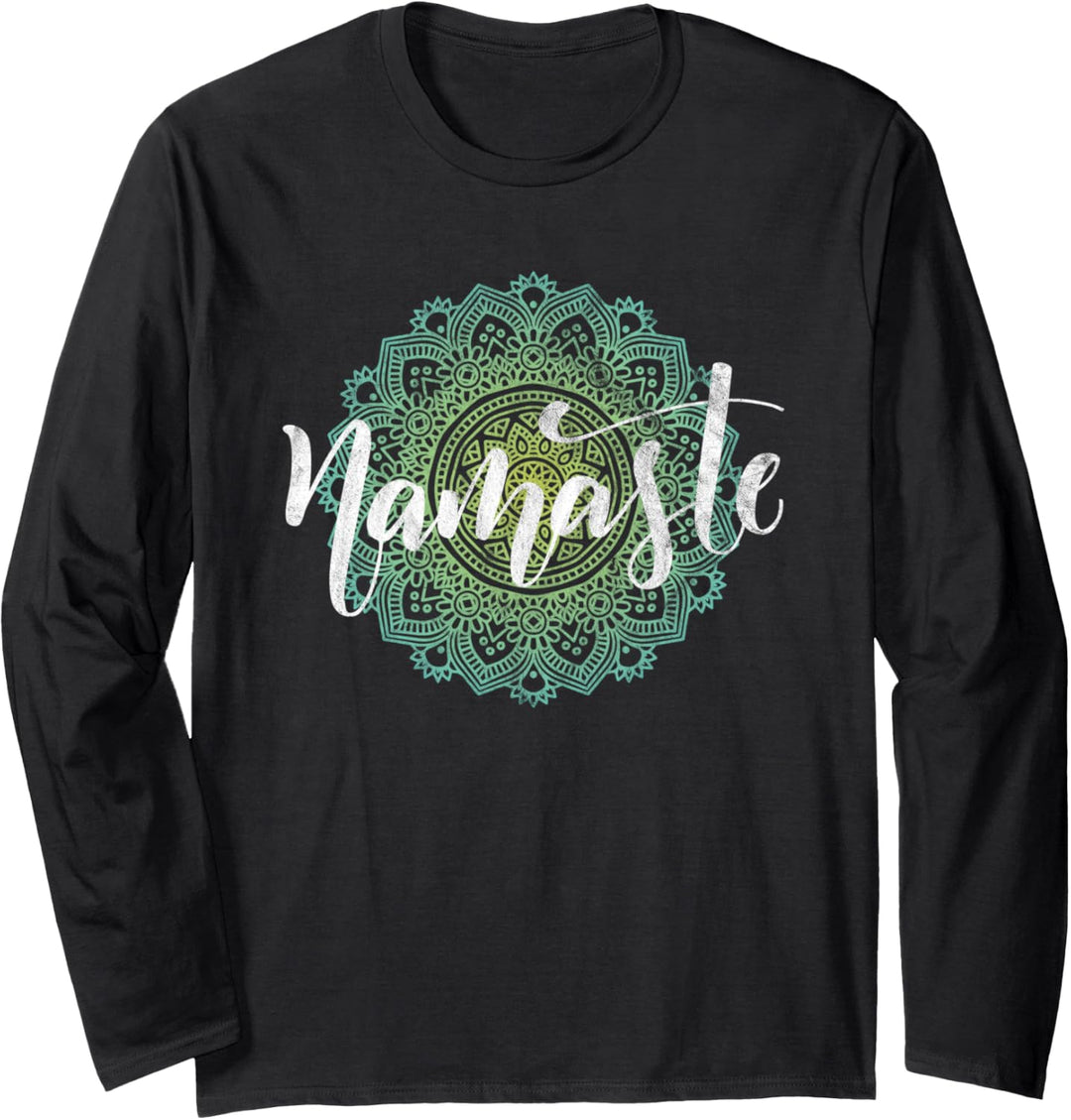 Yoga Namaste Tee Meditation Mandala Zen Spiritual Buddha Langarmshirt