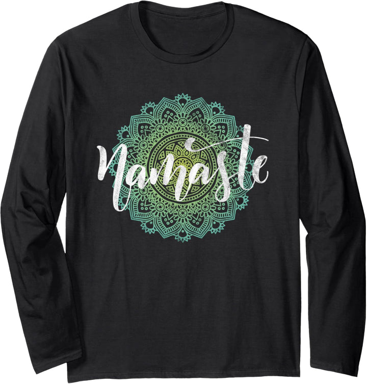 Yoga Namaste Tee Meditation Mandala Zen Spiritual Buddha Langarmshirt