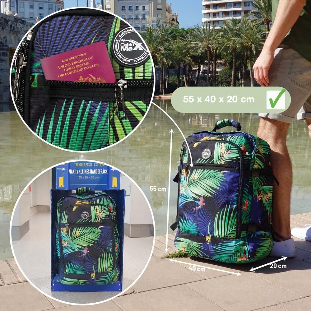 Cabin Max Metz Handgepäck Rucksack 55x40x20 cm – 44L Reiserucksack kompatibel mit EasyJet &amp; Ryanair