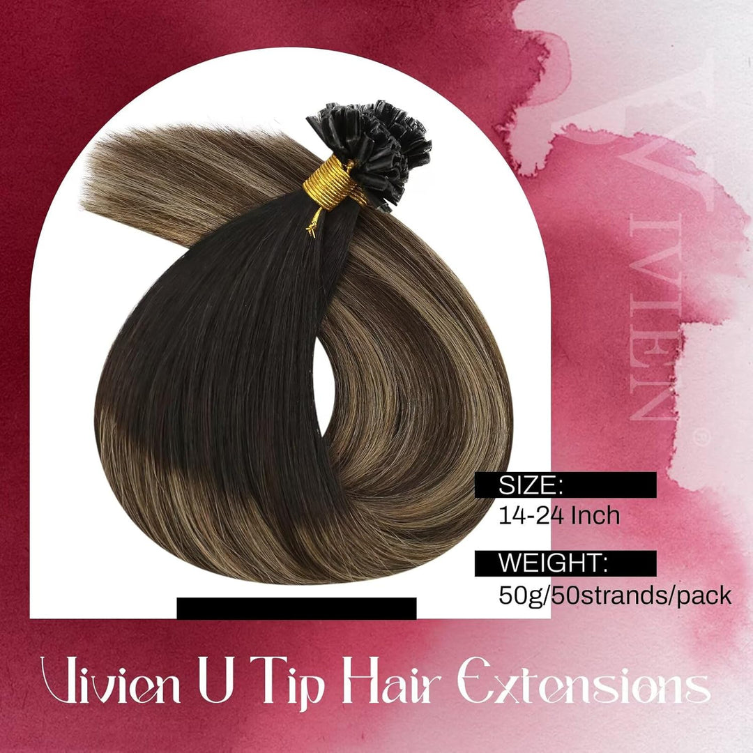Vivien Schwarz Extensions Echthaar Bondings Ombre 55 cm Remy Bonding Extensions Echthaar Schwarz Bal