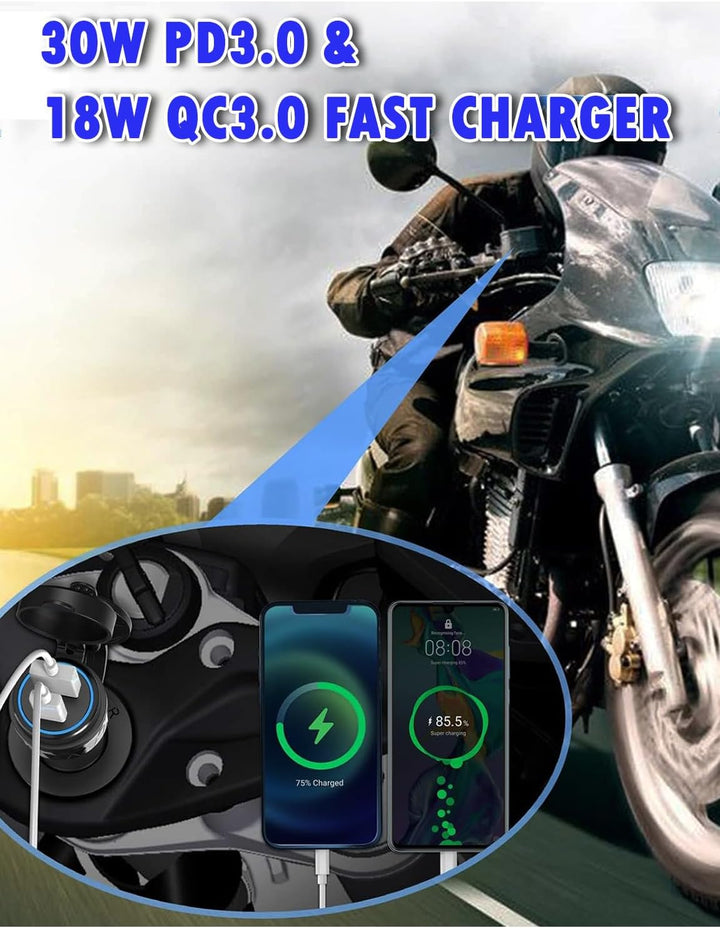 DIN Power Stecker USB C Steckdose Adapter Stecker auf USB Adapter Dual QC 3.0 Motorrad Wasserdicht f