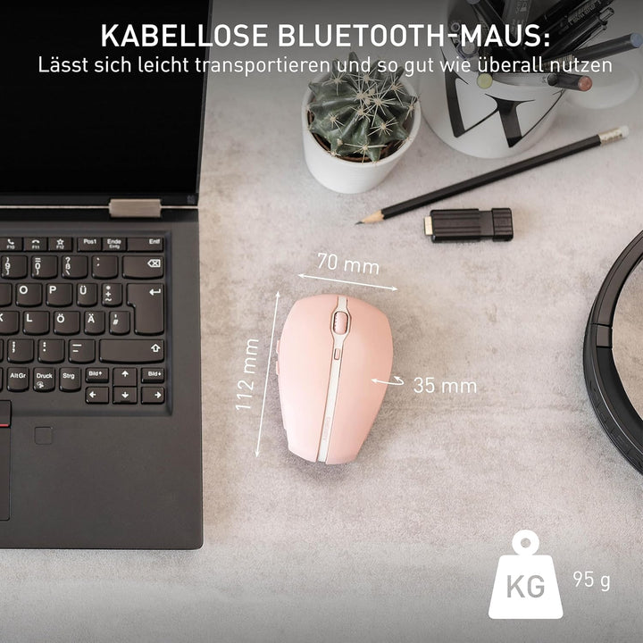 CHERRY GENTIX BT, kabellose Bluetooth Maus, Multi-Device Funktion für bis zu 3 Endgeräte, umschaltba