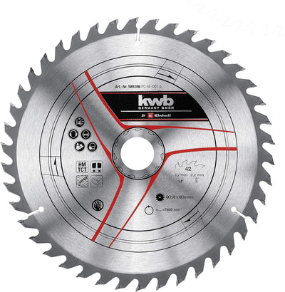 kwb by Einhell Kreissägeblattsatz 3-tlg. 250x30 mm Stat. Sägen-Zubehör (3x HM-Sägeblätter, Ø250x30 m