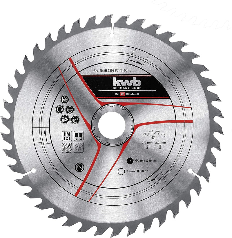 kwb by Einhell Kreissägeblattsatz 3-tlg. 250x30 mm Stat. Sägen-Zubehör (3x HM-Sägeblätter, Ø250x30 m