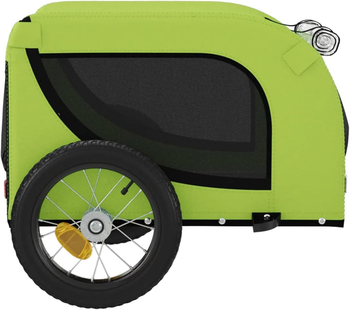 Grüner und schwarzer Hundeanhänger für Fahrrad - Oxford-Gewebe, Eisen, PVC, 124x53x53 cm, für kleine