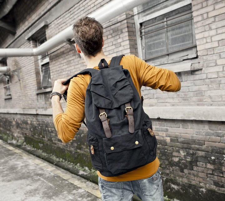 Yimidear Canvas Rucksack, Herren Damen Vintage Rucksäcke Retro Schulrucksack Wanderrucksack Reisetas